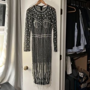 ASOS Design Long Sleeve MIDI Embellished Dress